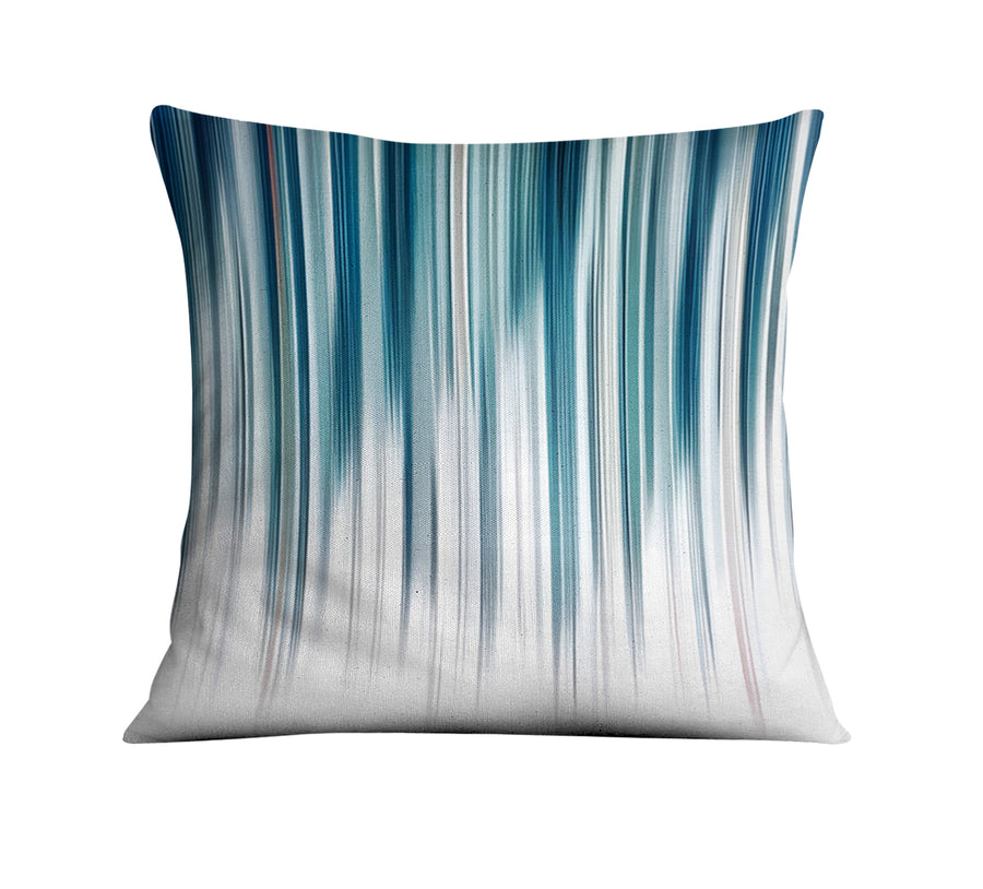Blue Vertical Gradient Stripe Pattern Throw Pillow Cover