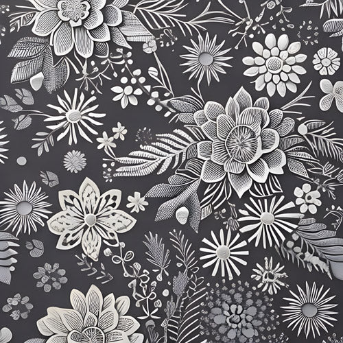 Gray Floral Botanical Pattern