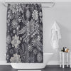 Floral Shower Curtains - Gray and White Sketch Flowers Print - Deja Blue Studios