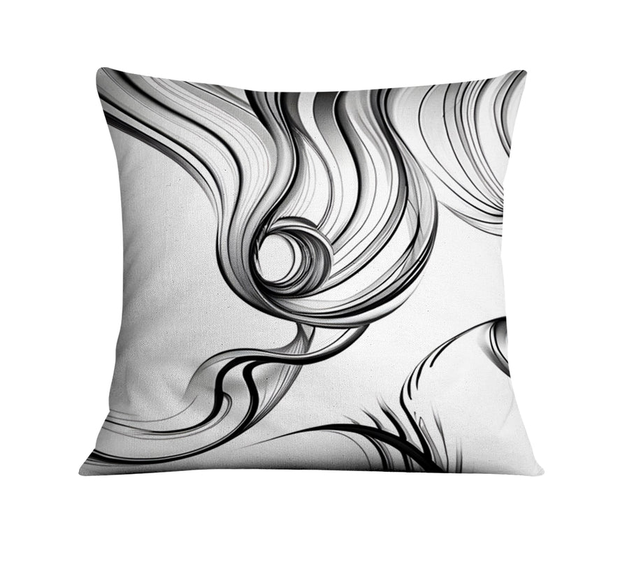 Black and White Fluid Line Abstract Pattern Throw Pillow Cover