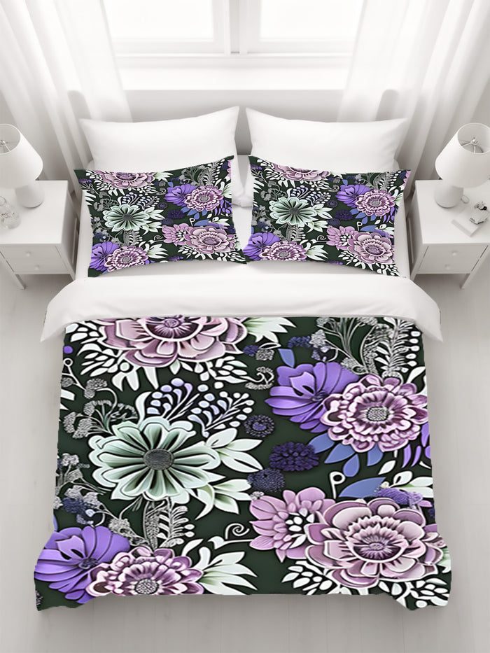 Purple Floral Garden Pattern Duvet Cover
