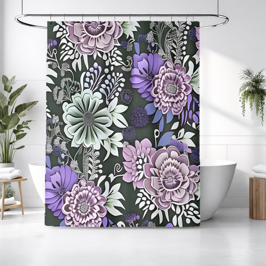 Purple Floral Garden Pattern Shower Curtain