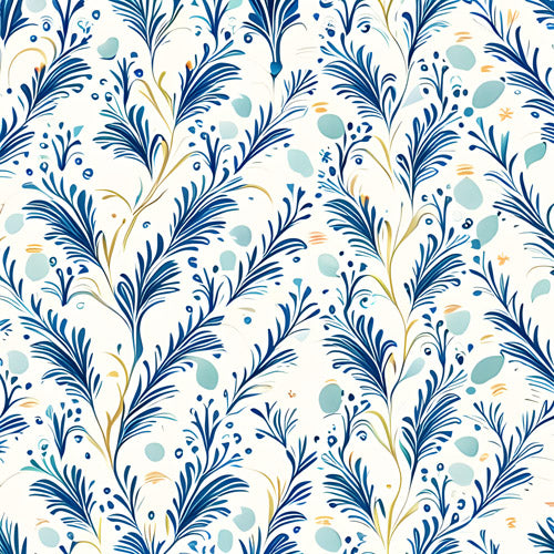 Blue Botanical Vine Pattern