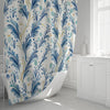 Country Style Shower Curtains - Chic White and Blue Leaf Pattern Print - Deja Blue Studios