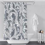 Abstract Damask Shower Curtains - Gray and White Ornate Style Pattern - Deja Blue Studios