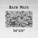 Abstract Damask Shower Curtains - Dark Gray and White Whimsical Ornate Pattern - Deja Blue Studios
