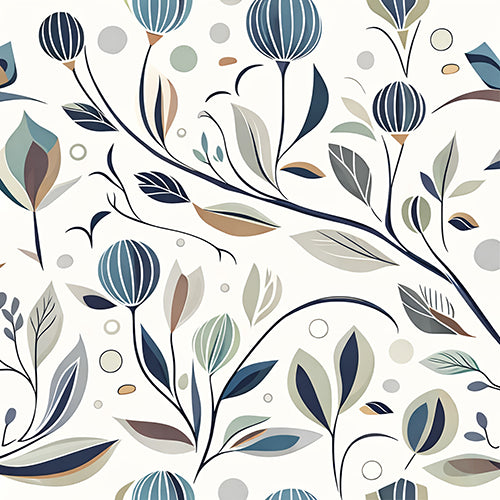Blue Botanical Branch Pattern