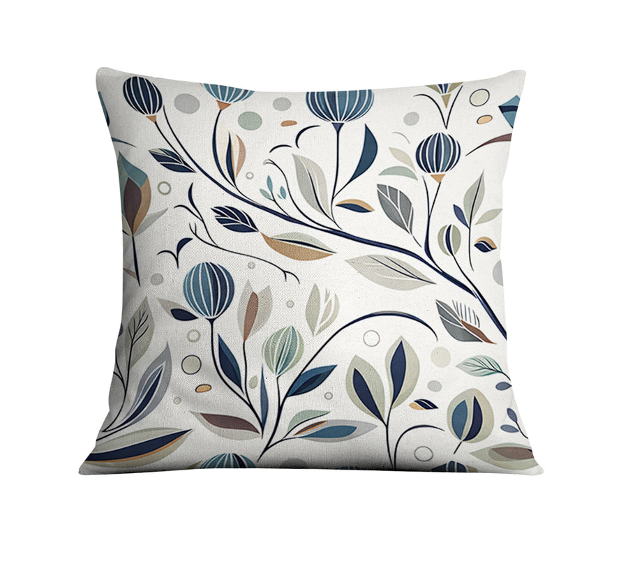 Blue Botanical Branch Pattern Throw Pillow Cover