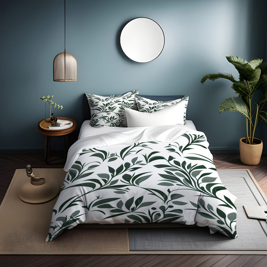Blue Botanical Branch Pattern Duvet Cover