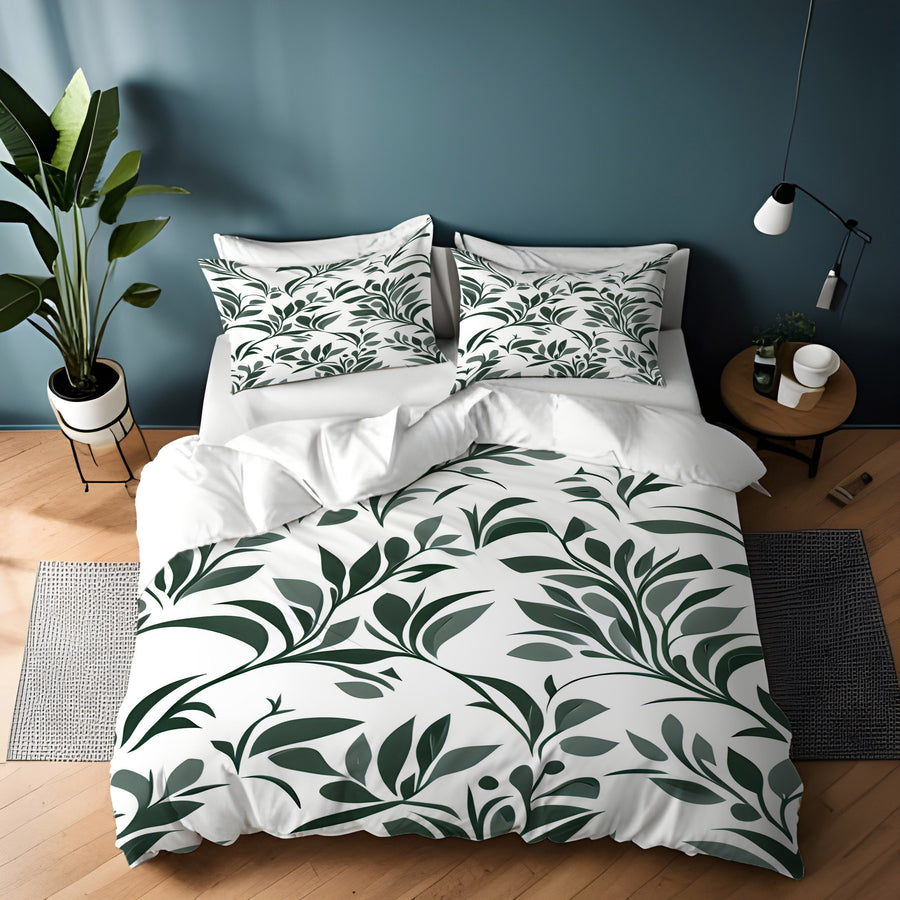 Blue Botanical Branch Pattern Duvet Cover