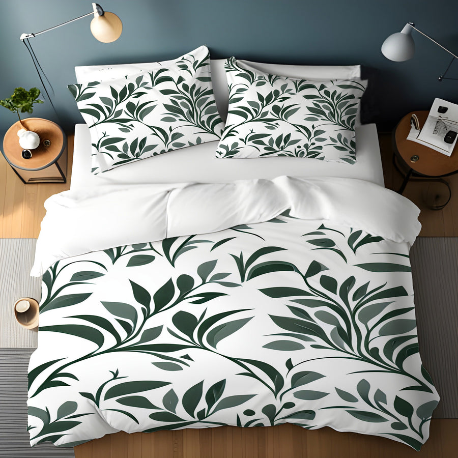 Blue Botanical Branch Pattern Duvet Cover