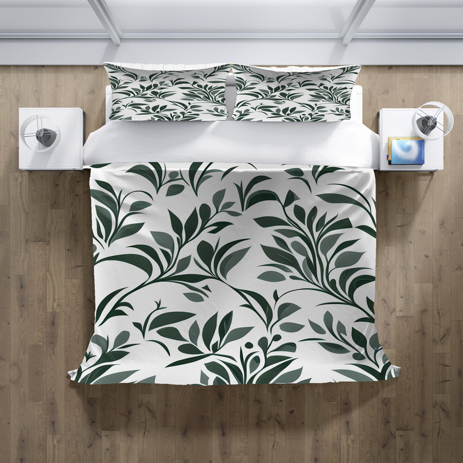 Blue Botanical Branch Pattern Duvet Cover