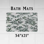 Minimalist Green Shower Curtains - White and Green Chic Leaf Pattern - Deja Blue Studios