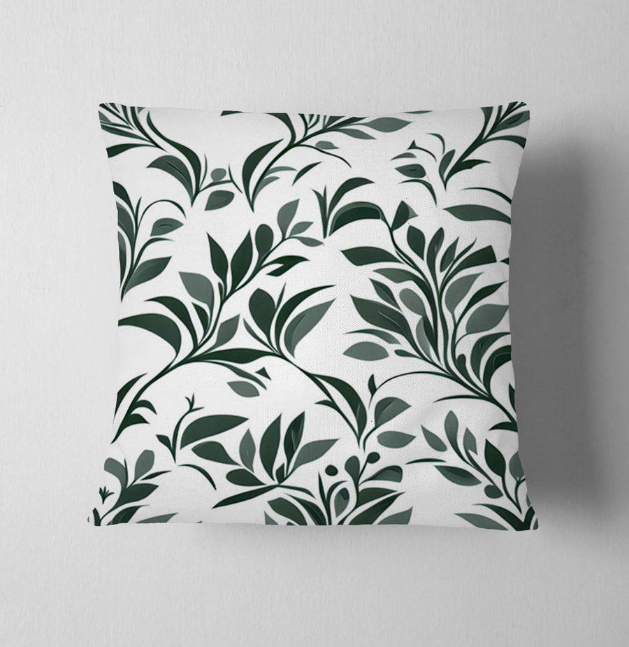 Green Botanical Leaf Pattern Throw Pillow Cover