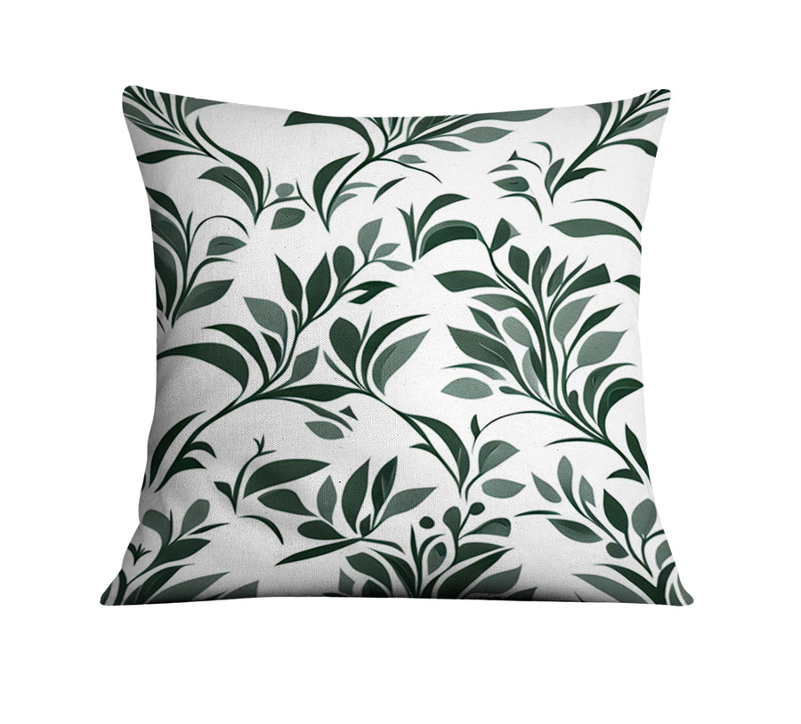 Green Botanical Leaf Pattern Throw Pillow Cover