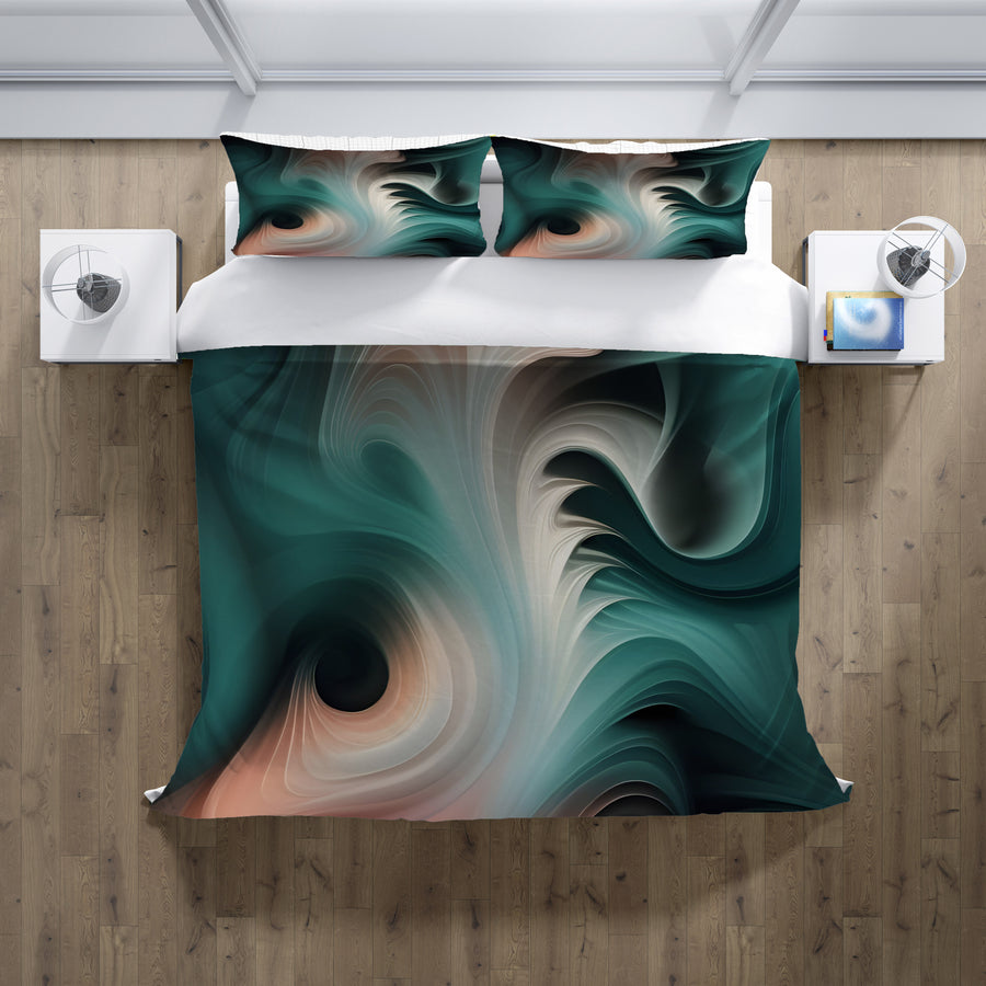 Teal Fluid Marble Abstract Pattern Duvet Cover