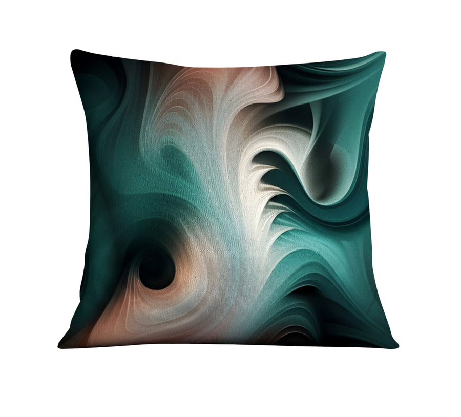 Teal Fluid Marble Abstract Pattern Throw Pillow Cover