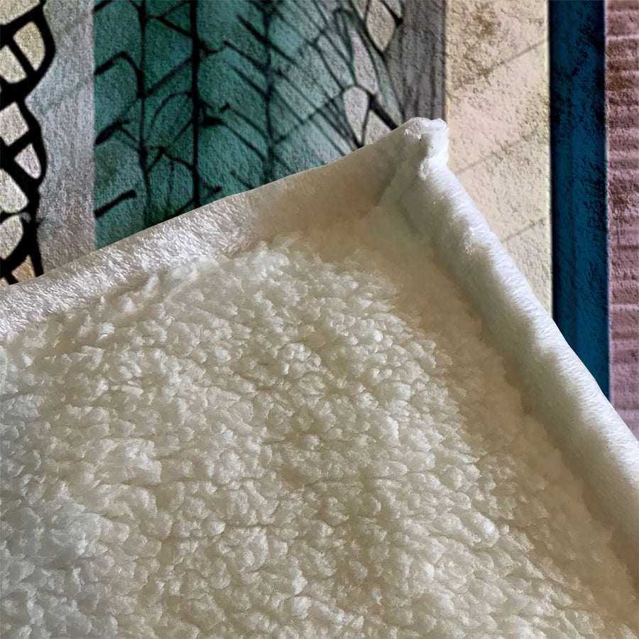 Teal Textile Stripe Pattern Fleece Sherpa Blanket