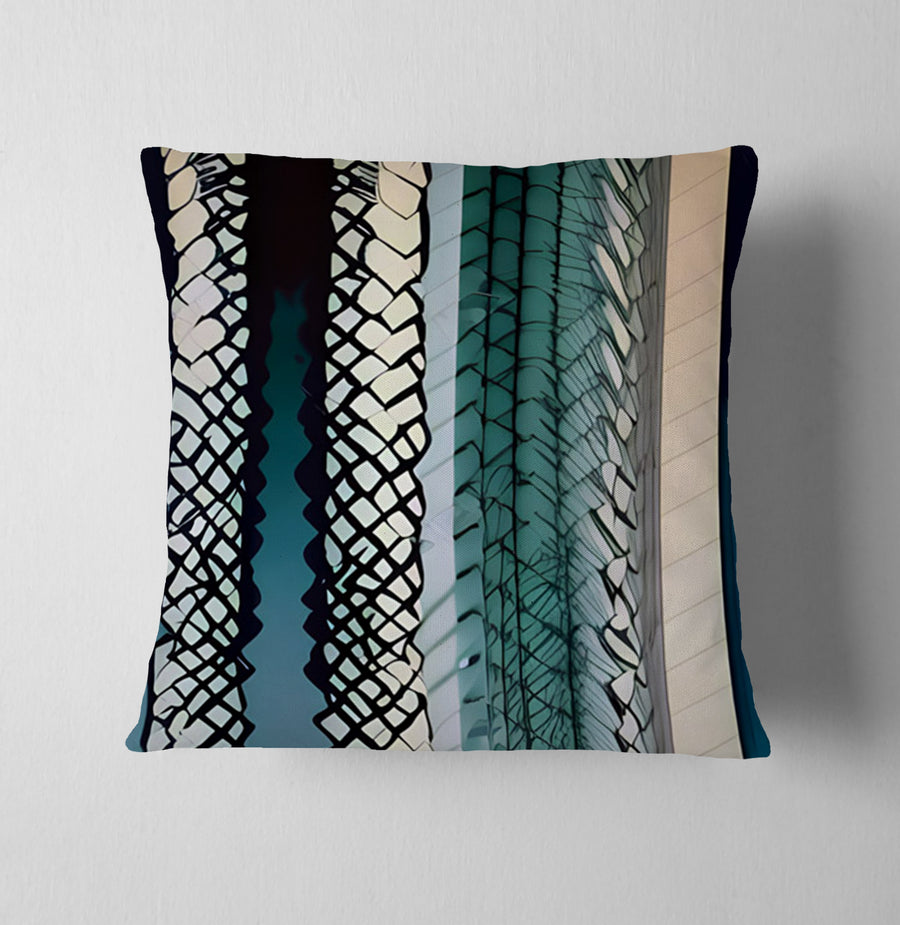 Teal Textile Stripe Pattern Throw Pillow Cover