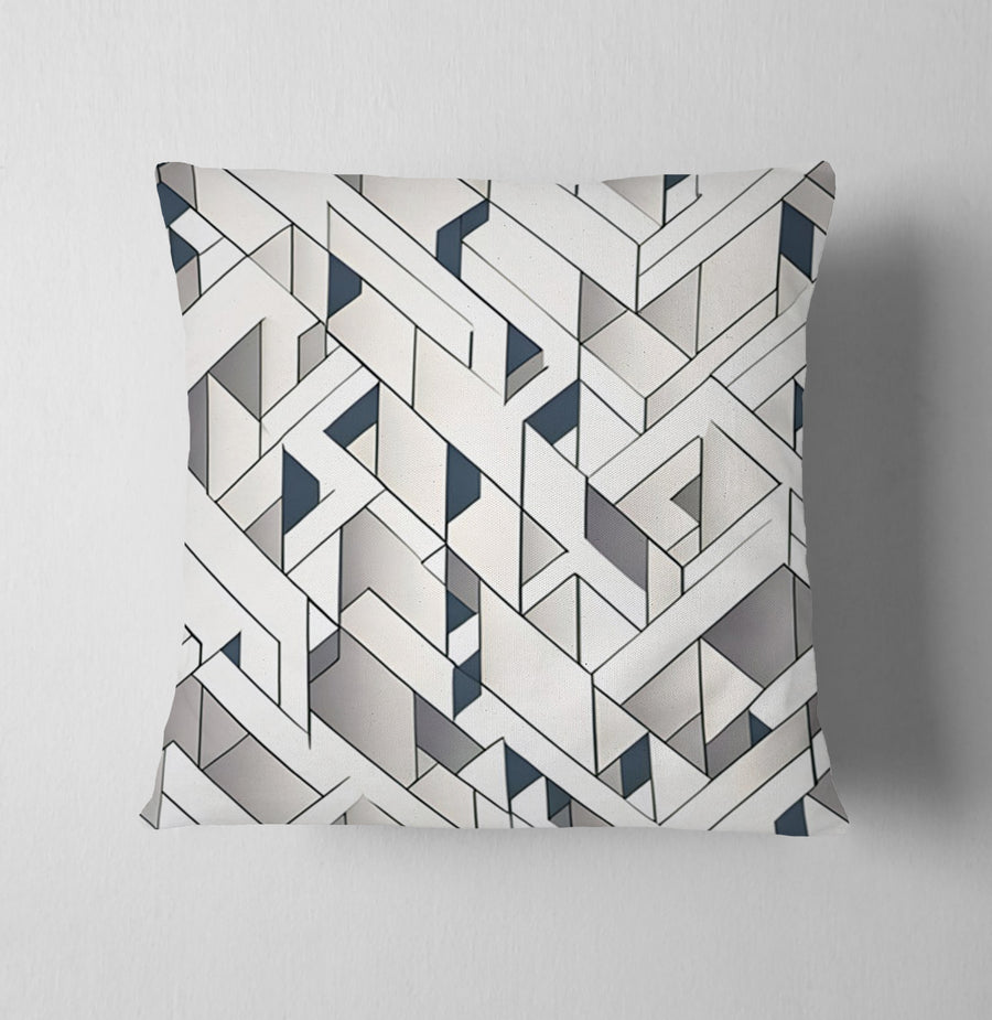 Gray Interlocking Geometric Pattern Throw Pillow Cover