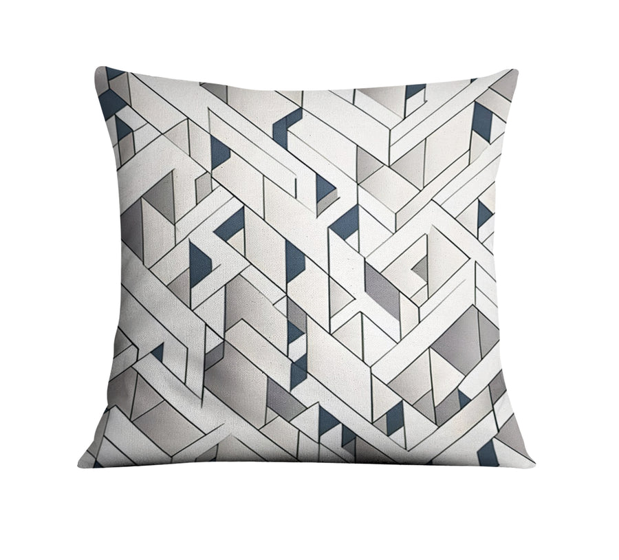 Gray Interlocking Geometric Pattern Throw Pillow Cover