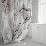 Chic Floral Shower Curtains - Beige, Blush and White Fanned Leaf Print - Deja Blue Studios