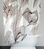 Chic Floral Shower Curtains - Beige, Blush and White Fanned Leaf Print - Deja Blue Studios