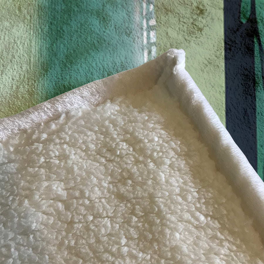Teal Vertical Gradient Stripe Pattern Fleece Sherpa Blanket