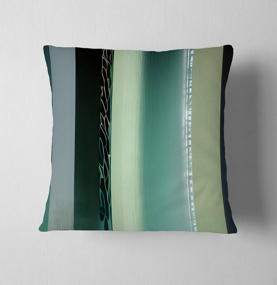 Teal Vertical Gradient Stripe Pattern Throw Pillow Cover