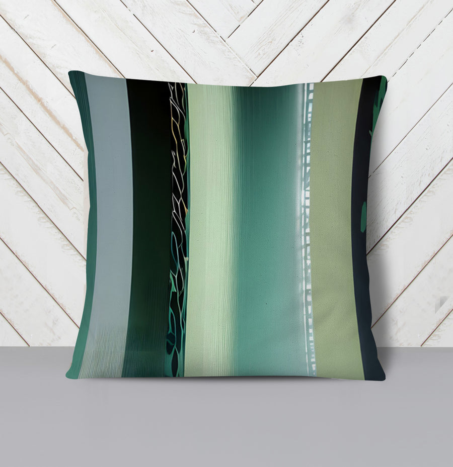 Teal Vertical Gradient Stripe Pattern Throw Pillow Cover