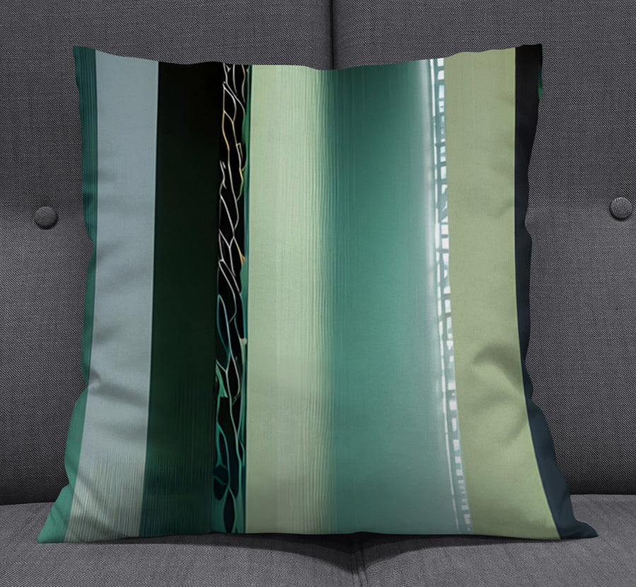 Teal Vertical Gradient Stripe Pattern Throw Pillow Cover