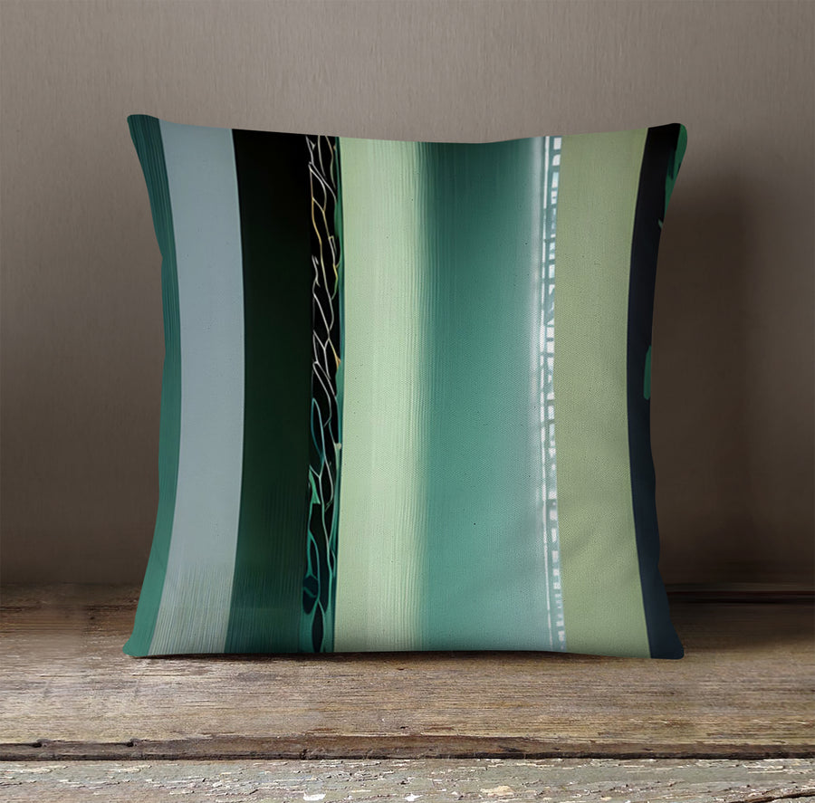 Teal Vertical Gradient Stripe Pattern Throw Pillow Cover
