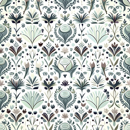 Green Folk Botanical Pattern