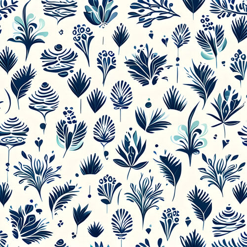 Blue Floral Botanical Pattern