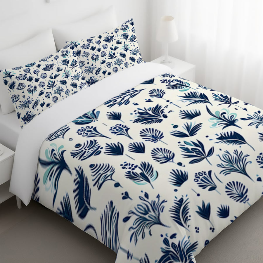 Blue Floral Botanical Pattern Duvet Cover