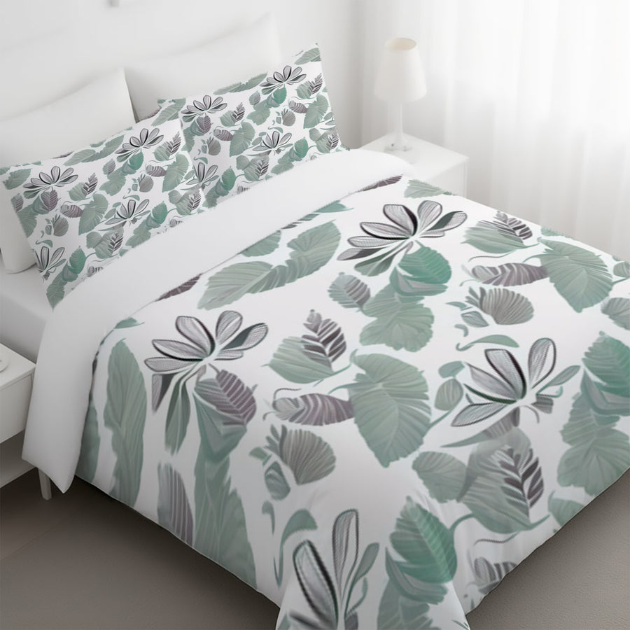 Green Botanical Leaf Pattern Duvet Cover