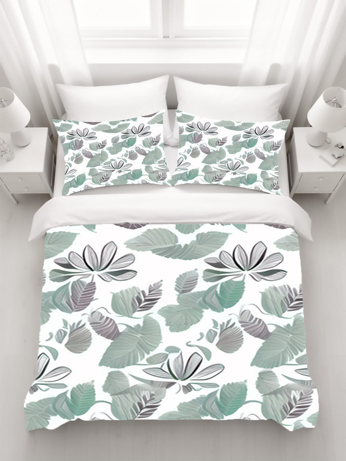 Green Botanical Leaf Pattern Duvet Cover