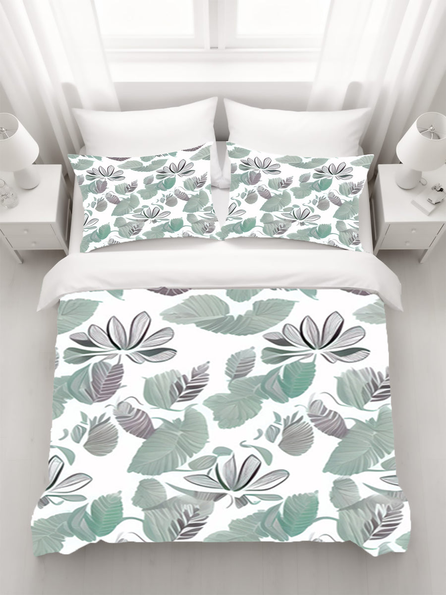Green Botanical Leaf Pattern Duvet Cover