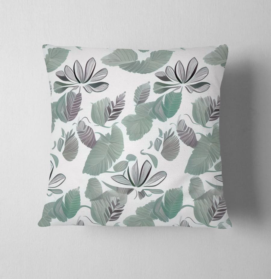 Green Botanical Leaf Pattern Throw Pillow Cover