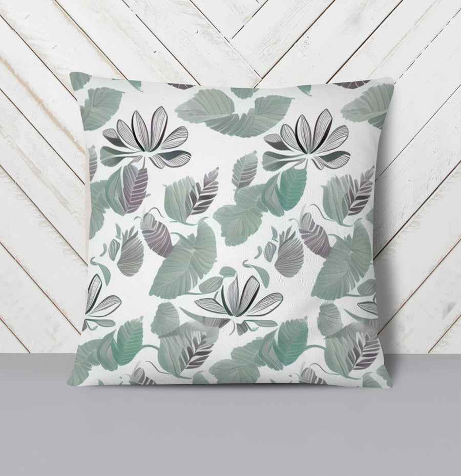 Green Botanical Leaf Pattern Throw Pillow Cover