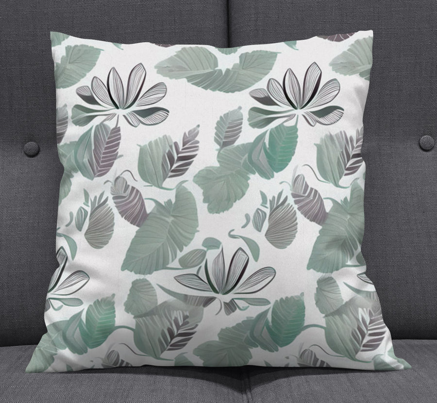 Green Botanical Leaf Pattern Throw Pillow Cover