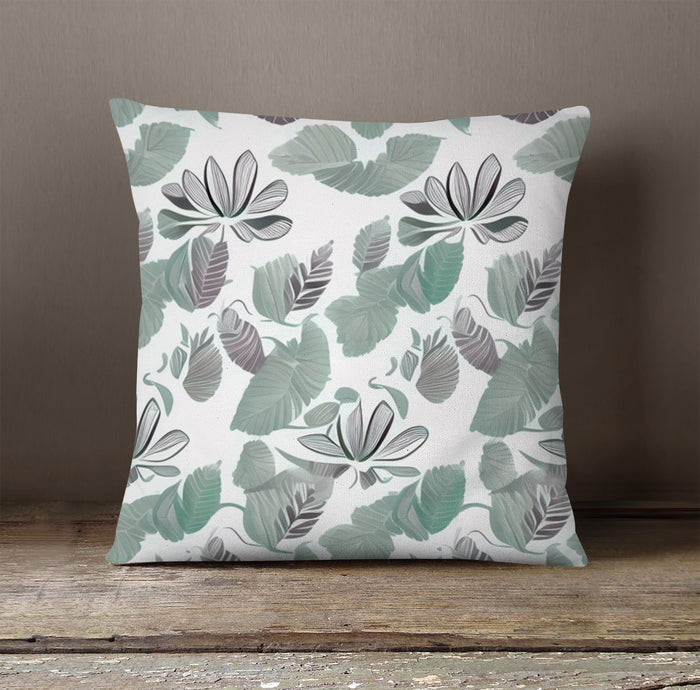 Green Botanical Leaf Pattern Throw Pillow Cover