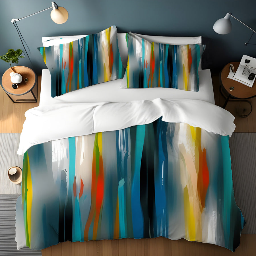 Multicolor Vertical Glow Abstract Pattern Duvet Cover