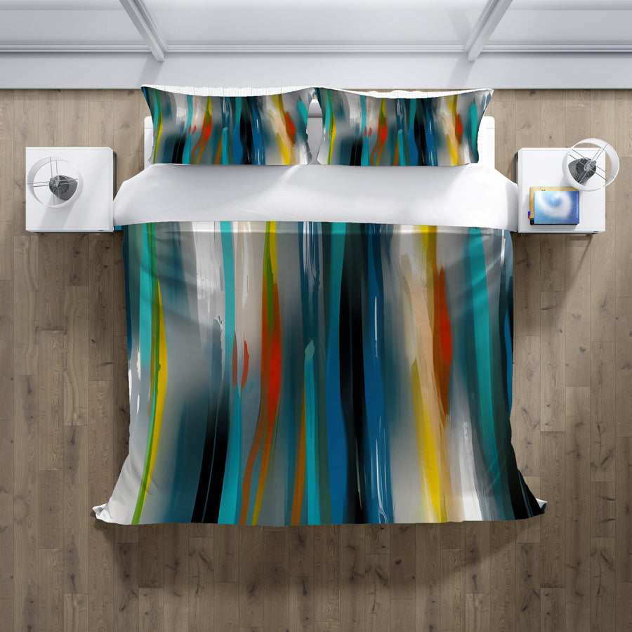 Multicolor Vertical Glow Abstract Pattern Duvet Cover