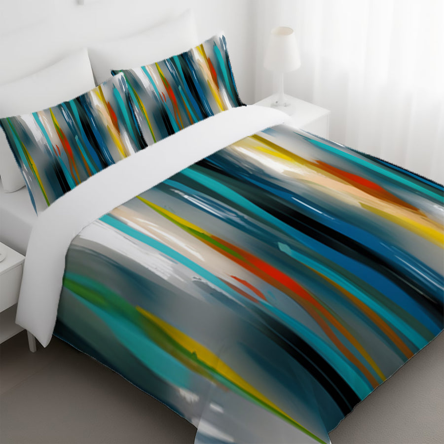 Multicolor Vertical Glow Abstract Pattern Duvet Cover
