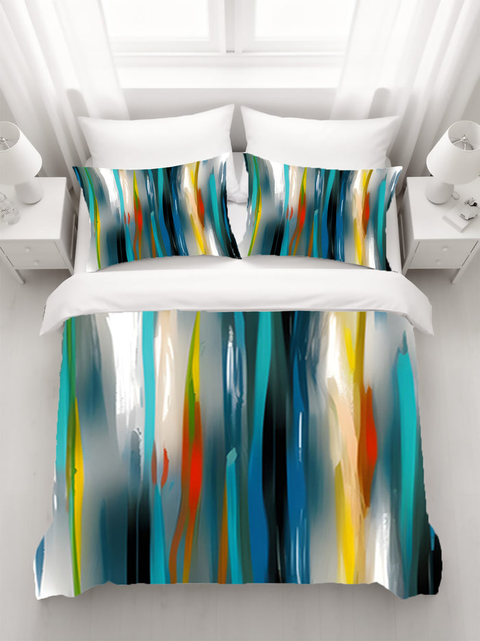 Multicolor Vertical Glow Abstract Pattern Duvet Cover