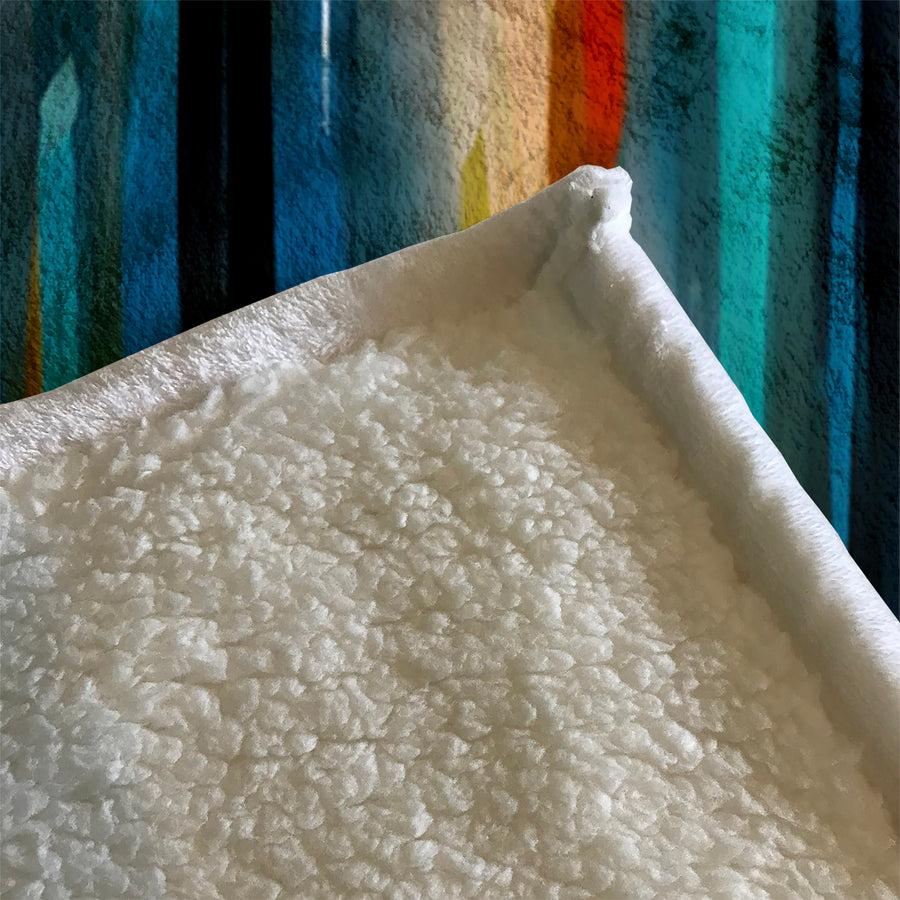 Multicolor Vertical Glow Abstract Pattern Fleece Sherpa Blanket