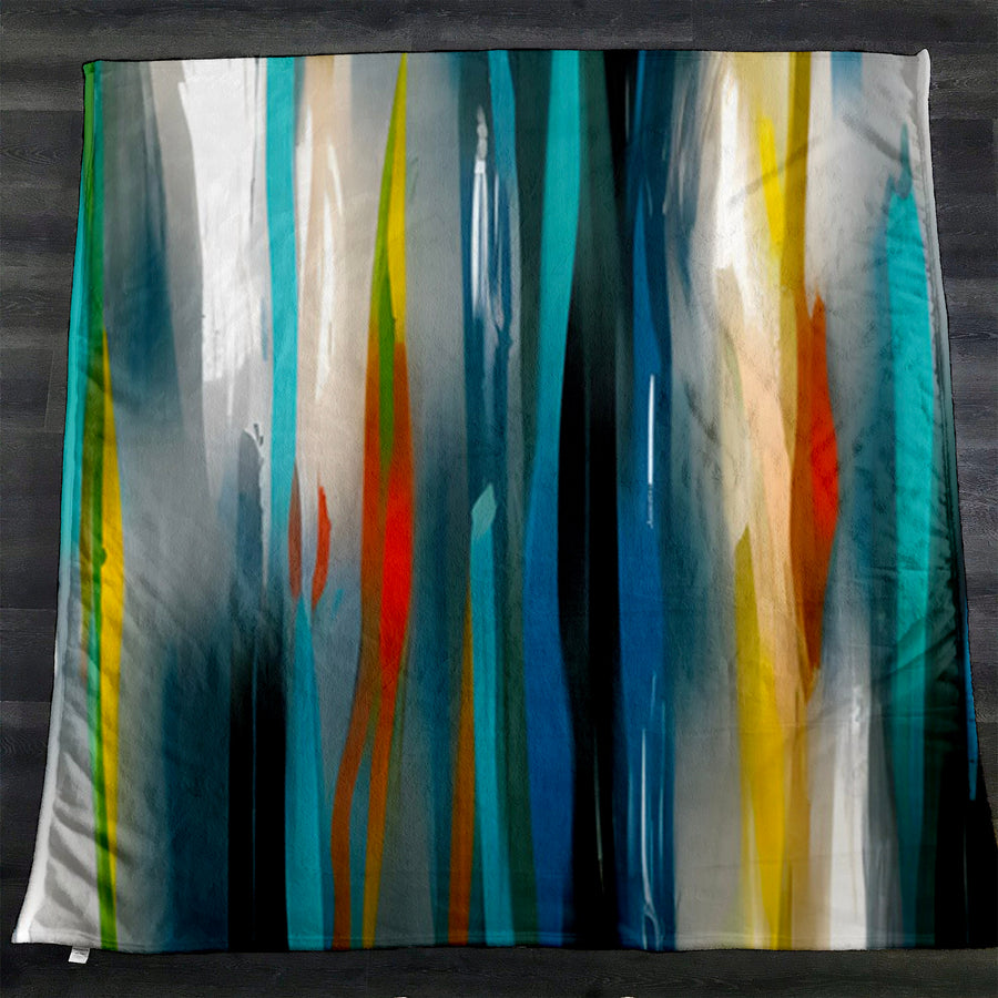 Multicolor Vertical Glow Abstract Pattern Fleece Sherpa Blanket