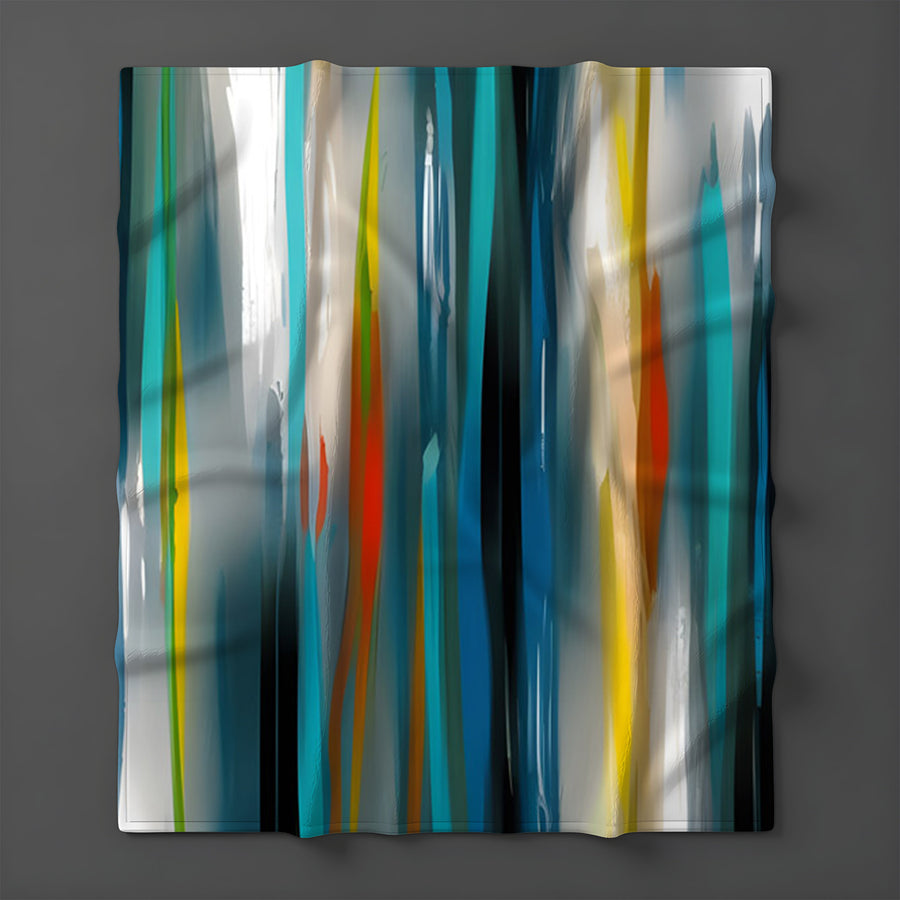 Multicolor Vertical Glow Abstract Pattern Fleece Sherpa Blanket