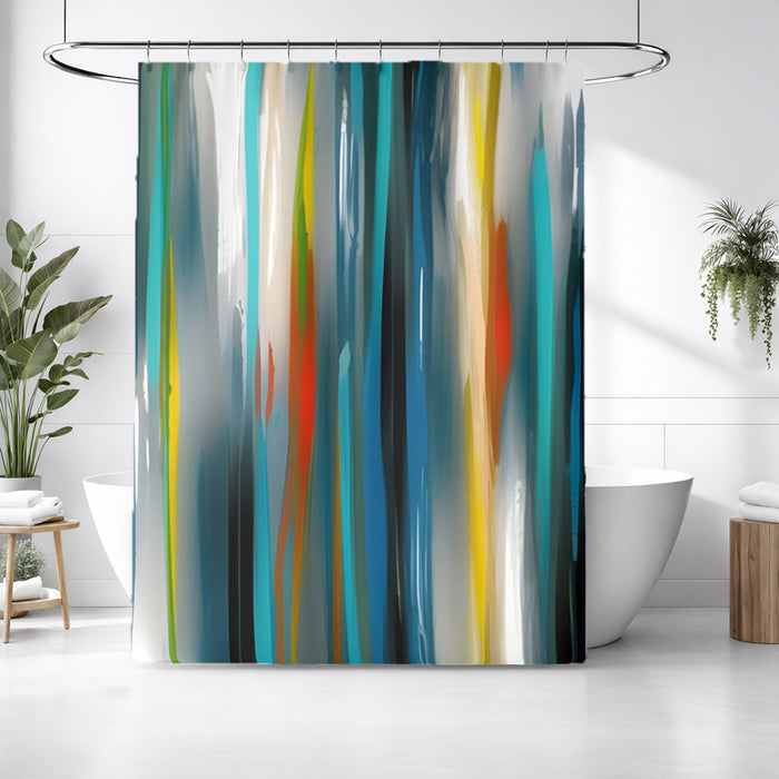 Multicolor Vertical Glow Abstract Pattern Shower Curtain